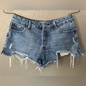 Women’s Size 28 Blue Denim Jean Shorts Distressed High Waist by Dance&Marvel